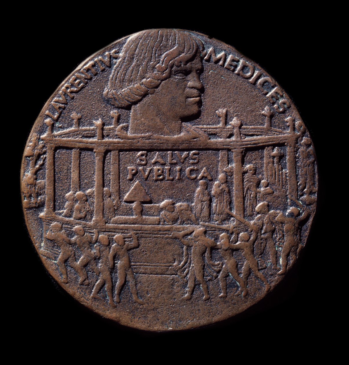 Medalha de Bronze na conspiração Pazzi (1478) de Bertoldo di Giovanni