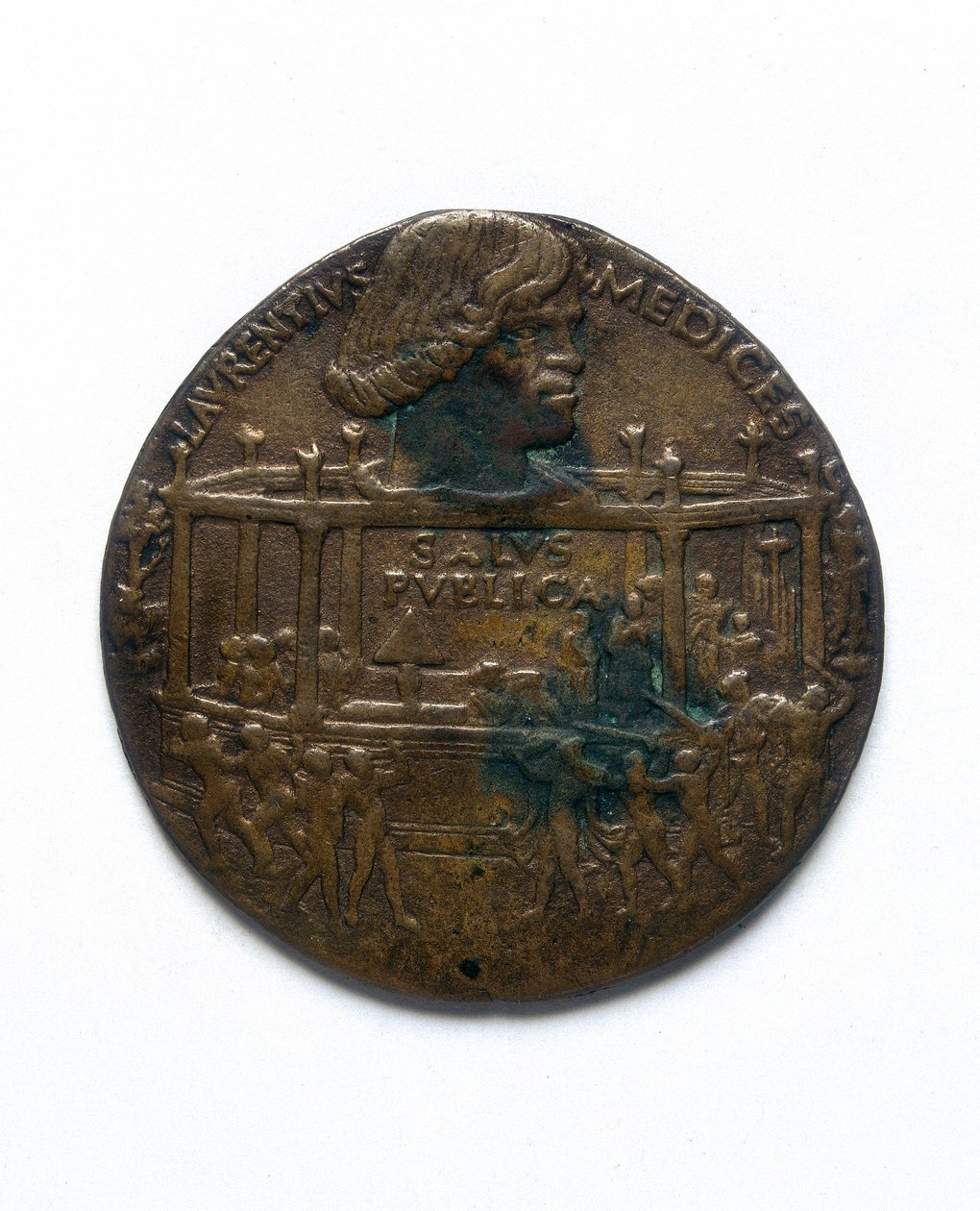 Medalha que retrata a Conspiração Pazzi. Lorenzo de