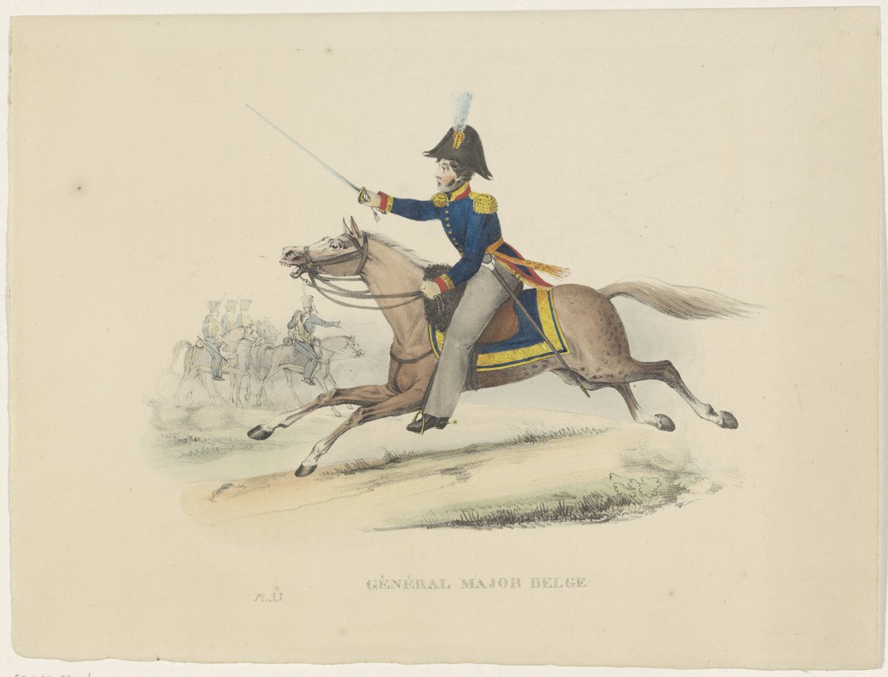 General belga major, 1830 Major General belga (título no objeto) Trajes belgas: antigos e modernos, militares, civis e religiosos, 1830 (título da série) de Bertrand