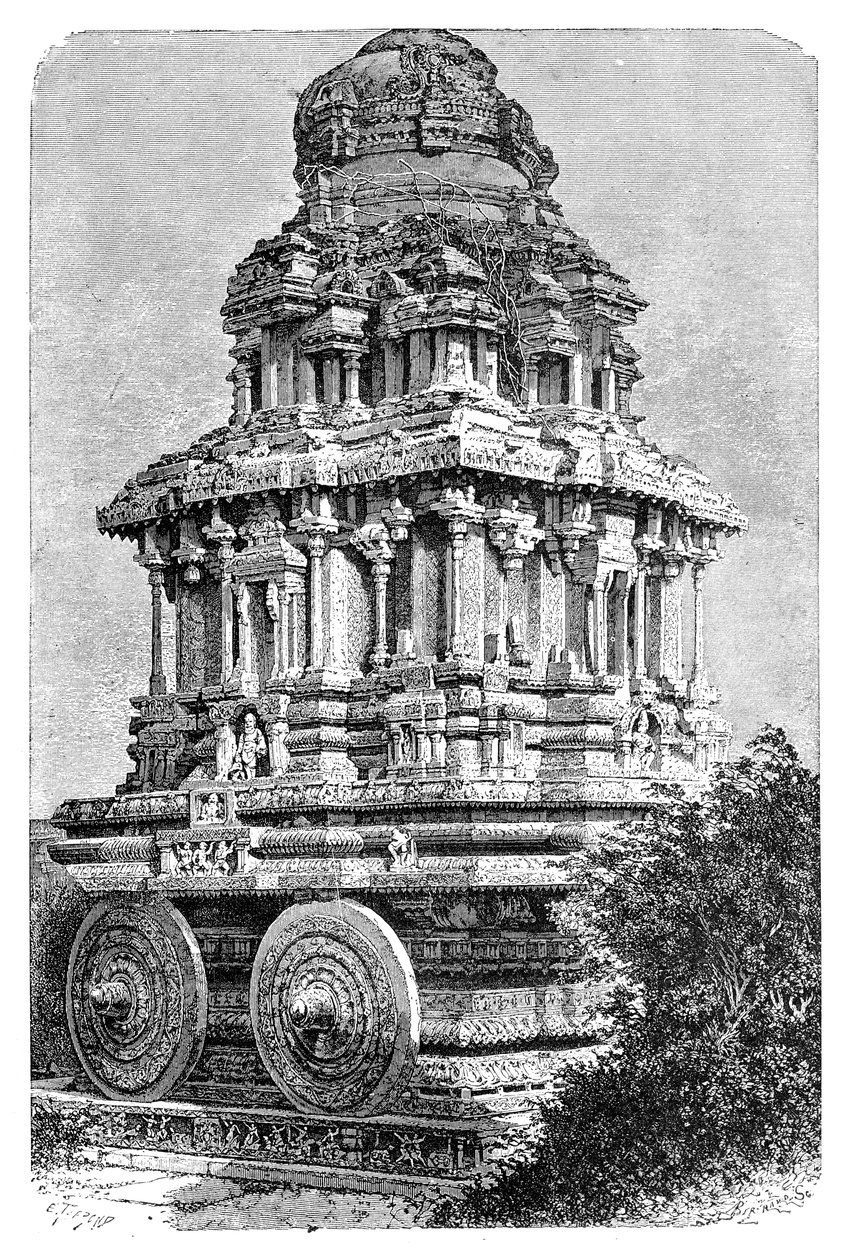 Ruínas de um templo em Hampi, Índia, 1895. de Auguste Bertrand