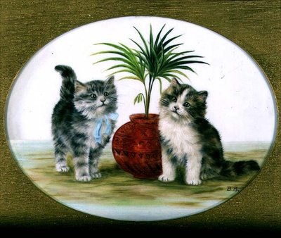Gatinhos por uma Palma na Tigela de Bessie Bamber