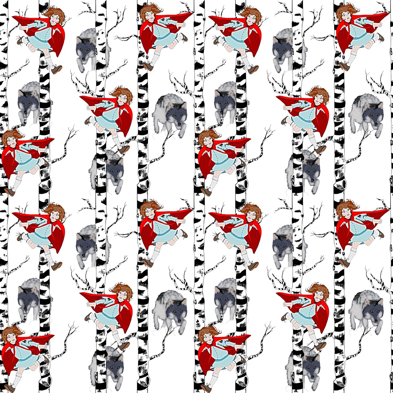 Capuchinho Vermelho, 2015 (padrão de repetição ilustrativo) de Beth Travers