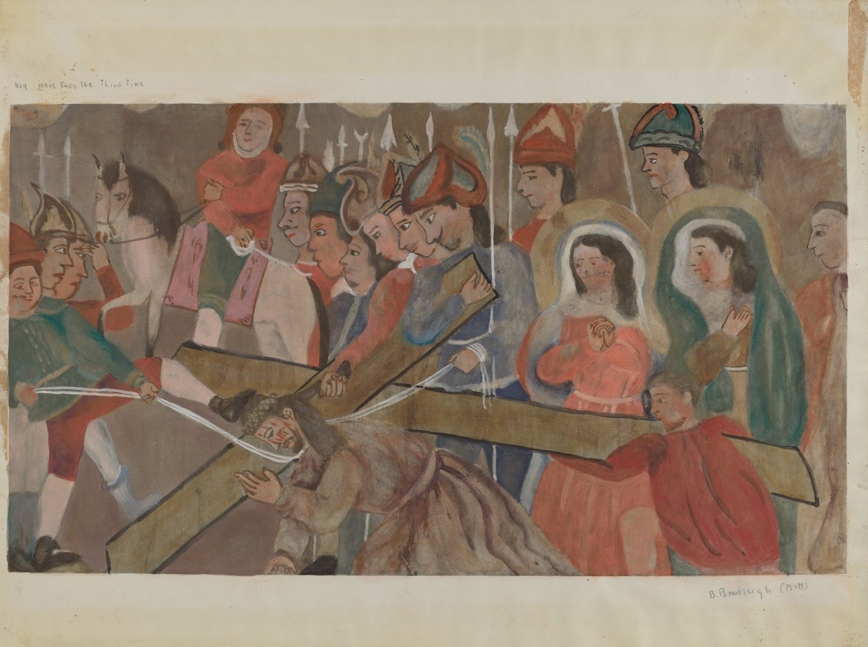 Estação da Cruz No. 9: Jesus cai pela terceira vez, c. 1936. de Beulah Bradleigh