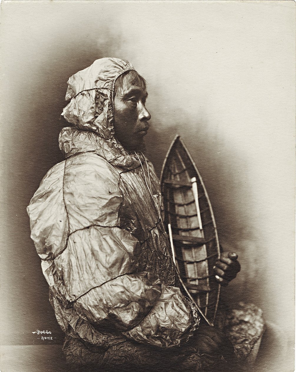 Homem, com, modelo, umiak, alasca, c.1906 de Beverly Bennett Dobbs