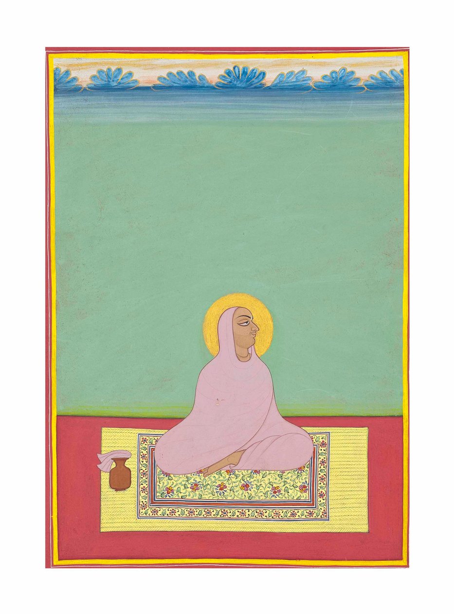 Um retrato de Maharaja Shri Narayan Ji, c.1830 (pigmentos opacos e ouro no papel) de Bhati Shankar Das