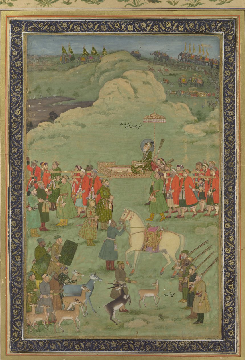 O Imperador Aurangzeb Carregado em um Palanquim, ca. 1705-20. de Bhavanidas