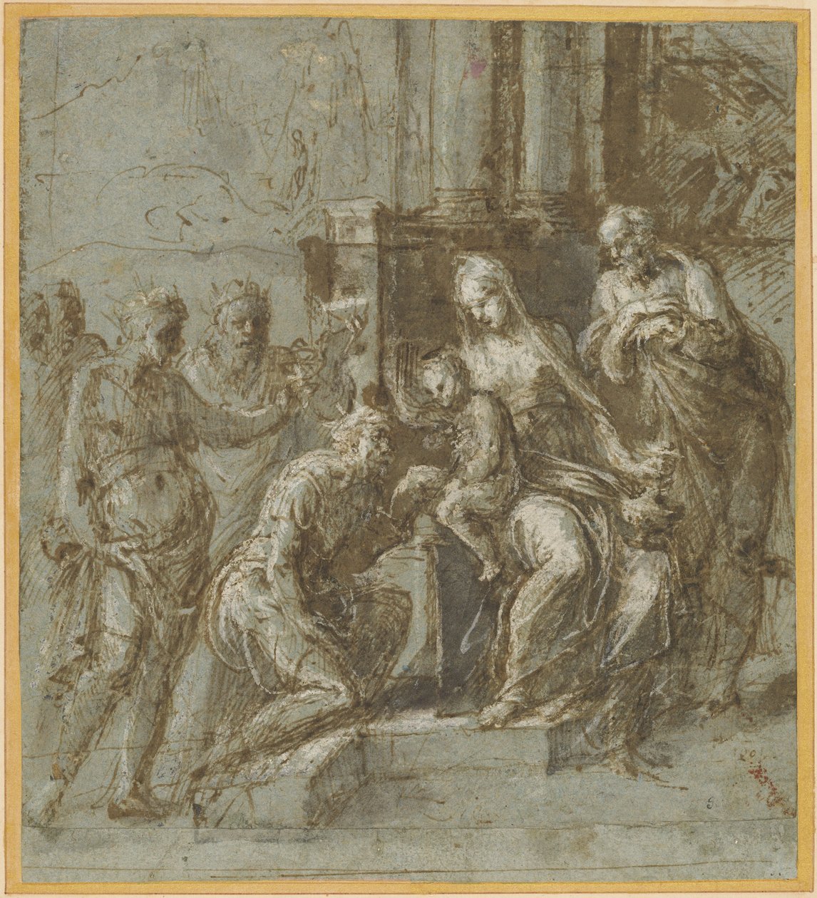 A Adoração dos Magos, c.1525 (pena e tinta) de Biagio Pupini