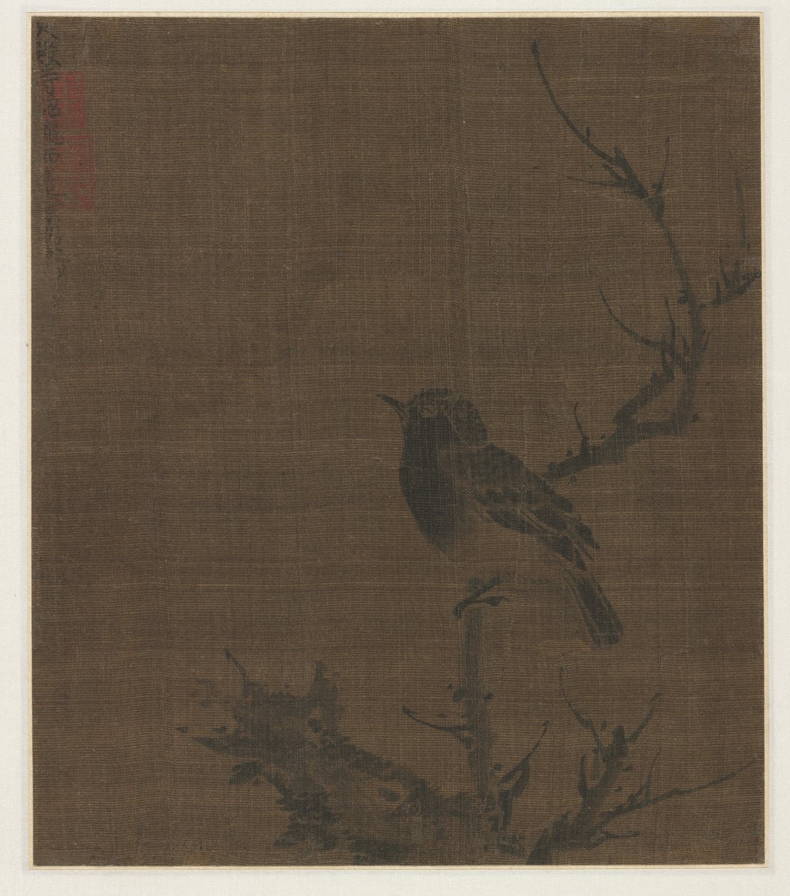 Pássaro Dorminhoco num ramo de Prunus, 1400s. de Bian Wenjin