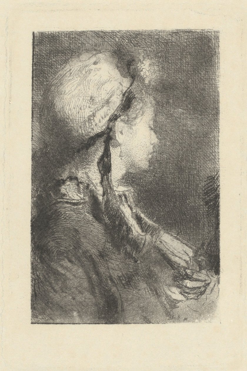 A Esposa do Artista em Perfil Virado à Direita, c. 1880. de Bianchi Mose