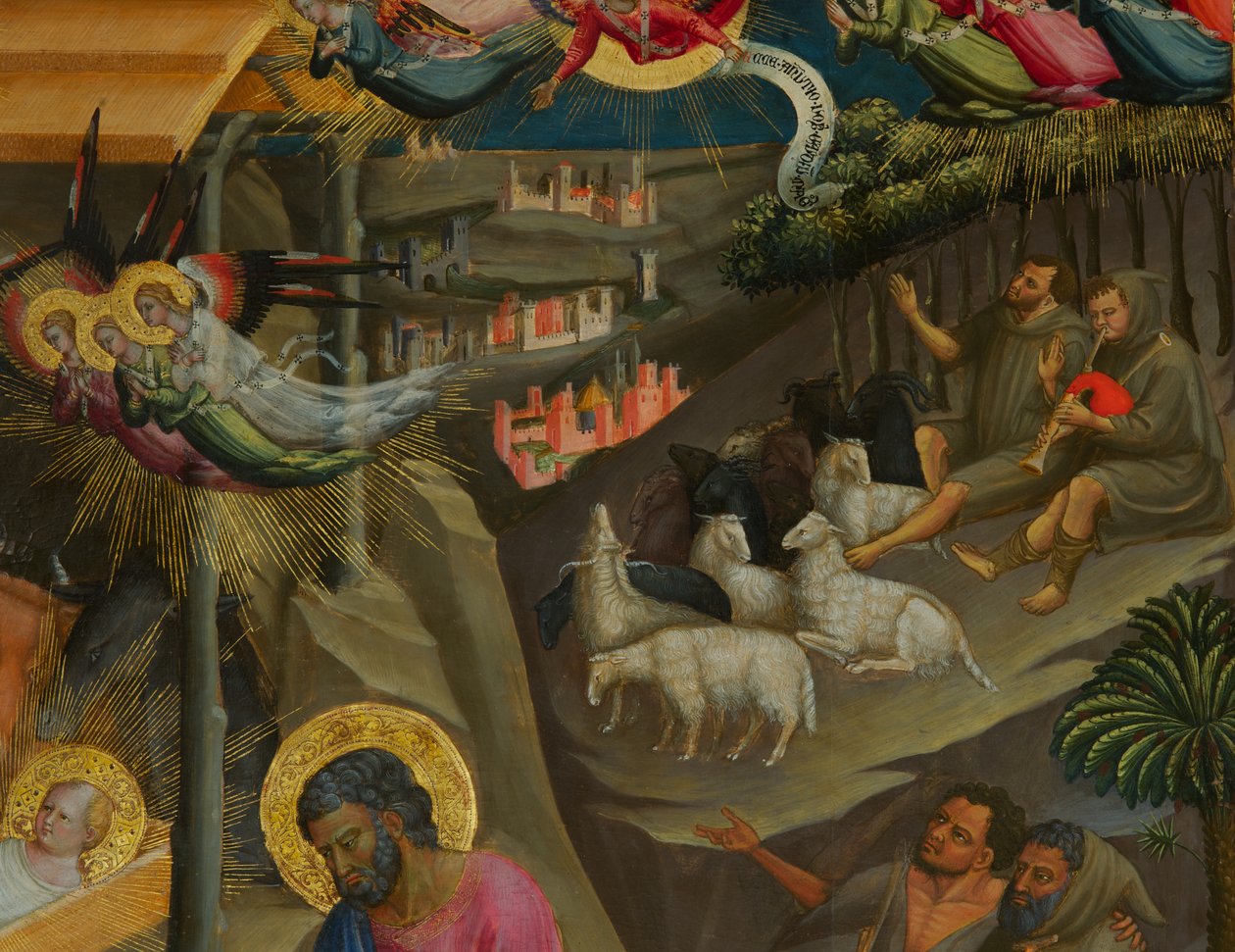 Detalhe da Natividade (tempera na madeira) de Bicci di Lorenzo