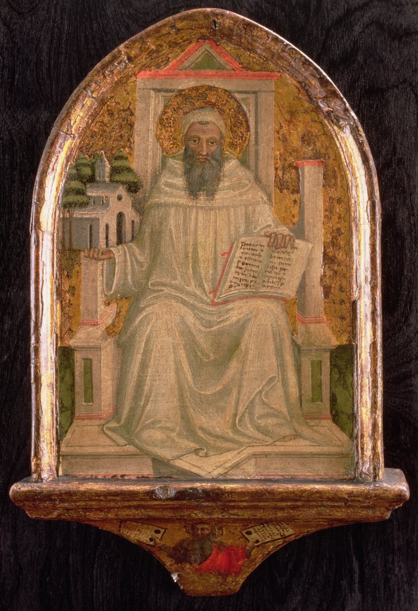 São Romualdo (d.1027) (têmpera no painel) de Bicci di Lorenzo