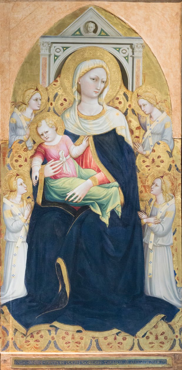 Madona entronizada com o Menino e quatro anjos, c.1433 (têmpera e folha de ouro sobre painel) de Bicci di Lorenzo