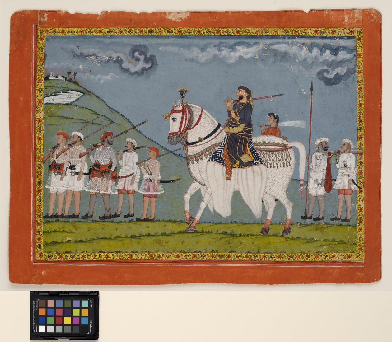 Kunwar Dhan Singh em seu cavalo sardento de Bijna Bijna