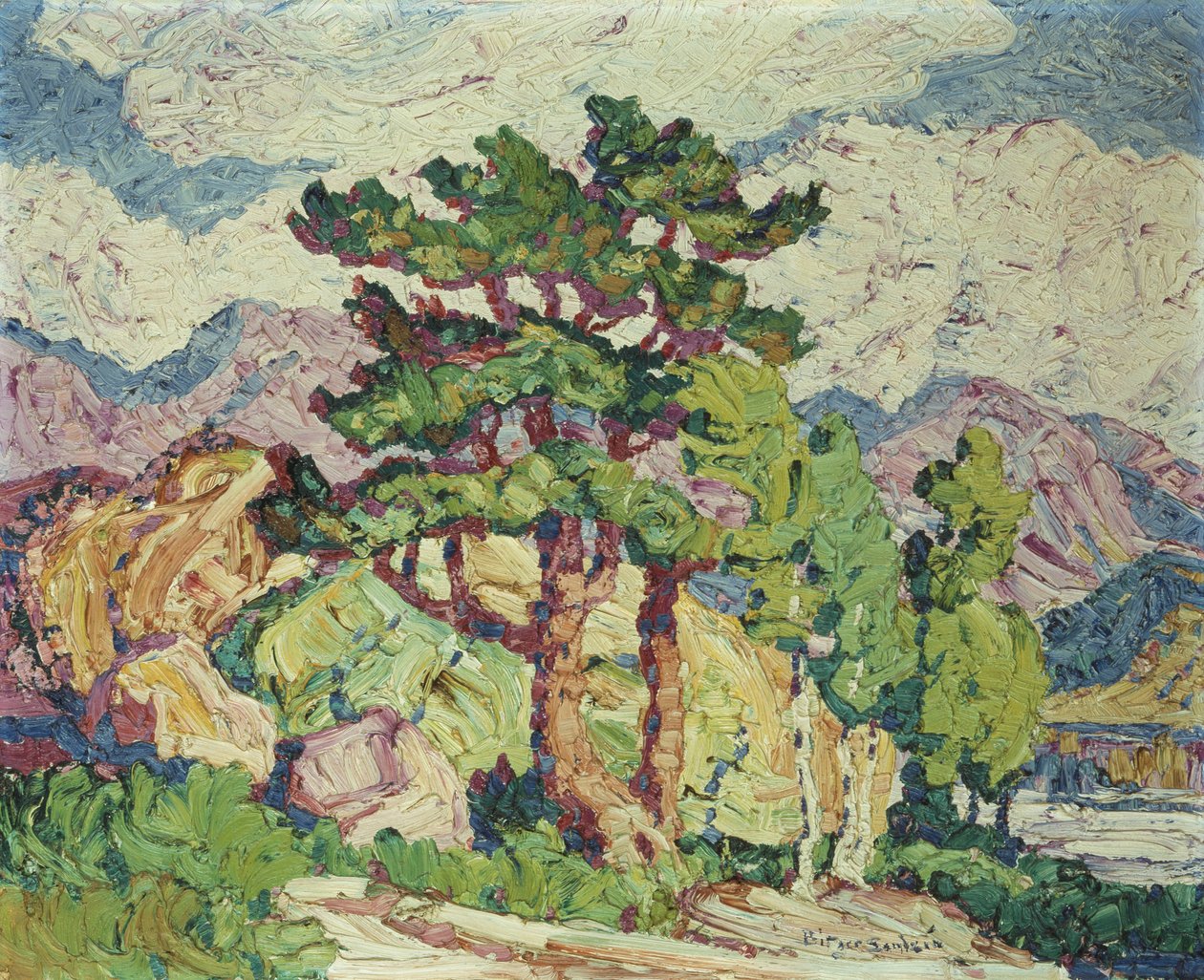 Aspens e Pines, Estes Park, Colorado de Birger Sandzen