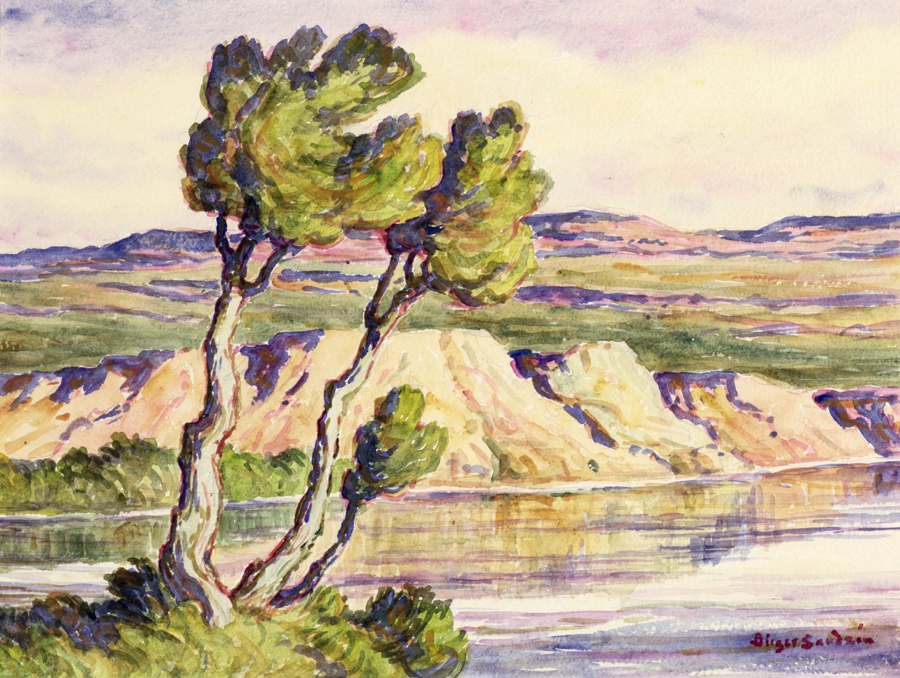 Kansas Creek (aguarela sobre papel) de Birger Sandzen