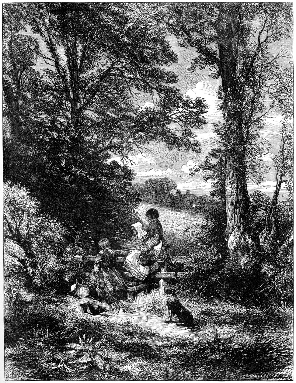 Os Gleaners no Stile, c1930s. de Birket Foster