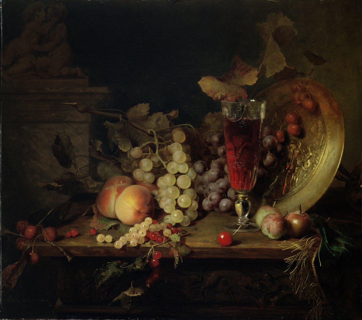 Ainda vida com frutas, copo de vinho, 1863 de Blaise Alexandre Desgoffe