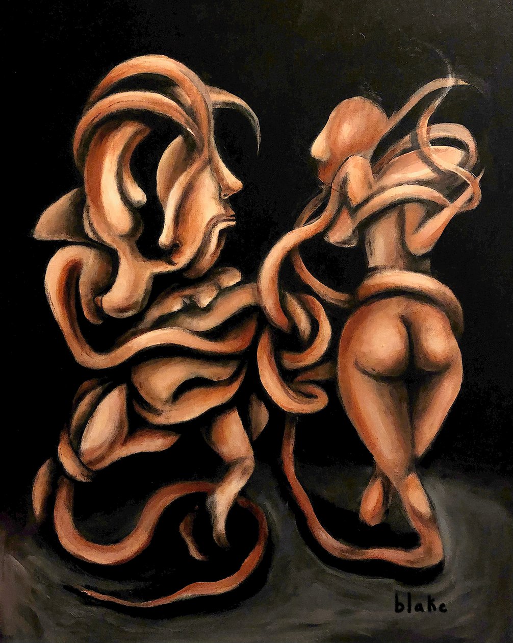 Adão e Eva, c.2020 (Acrílico sobre tela) de Blake Munch