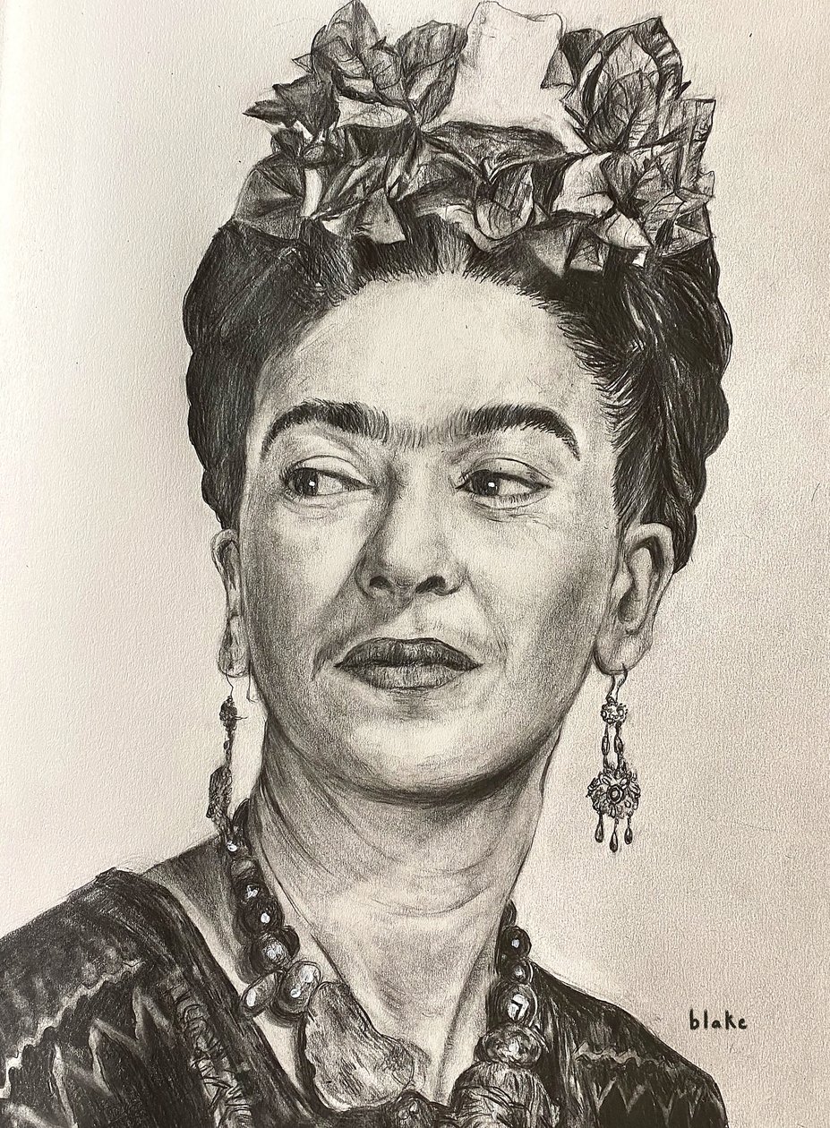 Frida Kahlo, c.2021 (Lápis sobre papel) de Blake Munch