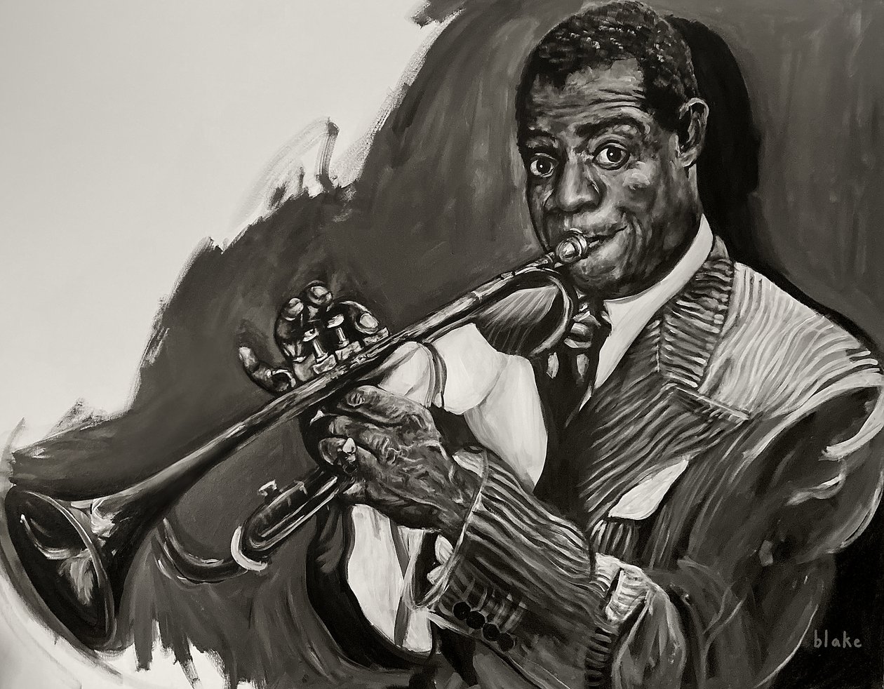 Louis Armstrong, c.2021 (Acrílico sobre tela) de Blake Munch