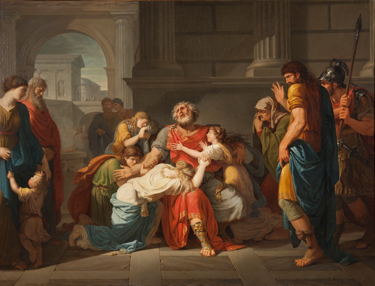O Édipo Cego Elogiando Seus Filhos aos Deuses de Benigne Gagneraux