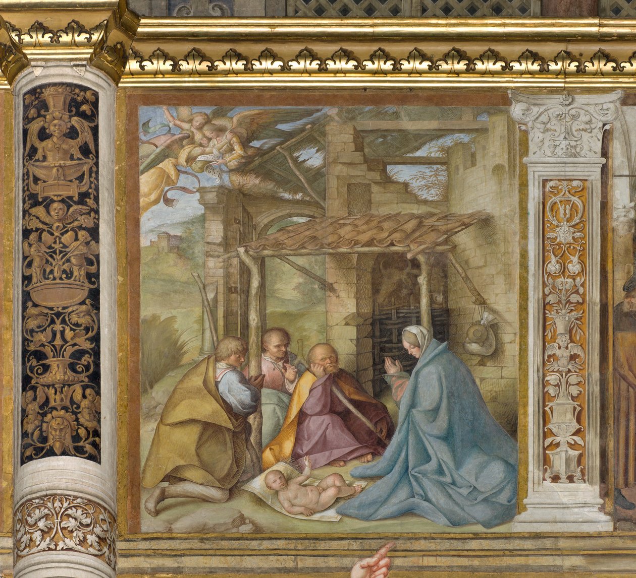 Gruta Central, Quarto Norte, Adoração dos Pastores, Boccaccio Boccaccino 1516-17 de Boccaccio Boccaccino