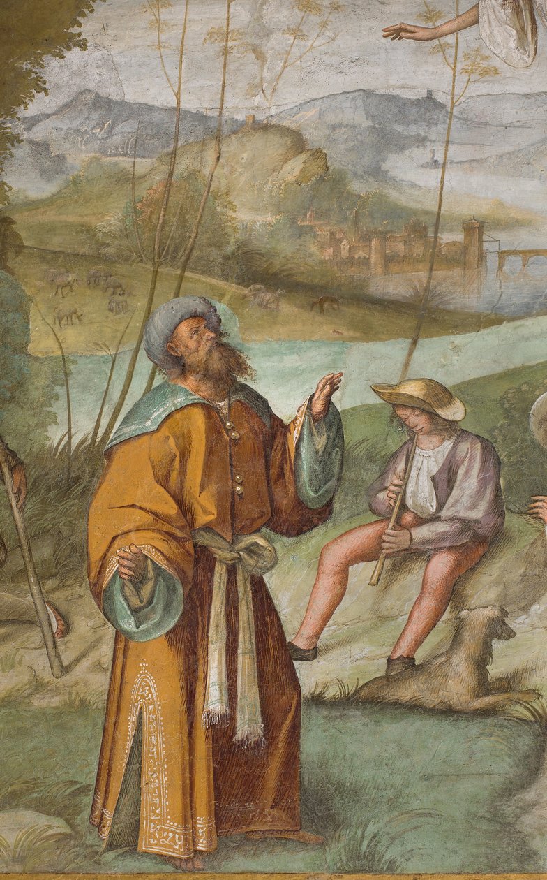 Corredor Central, First North Span, Anúncio a Gioacchino, Boccaccio Boccaccino 1514-15, Detalhe de Boccaccio Boccaccino