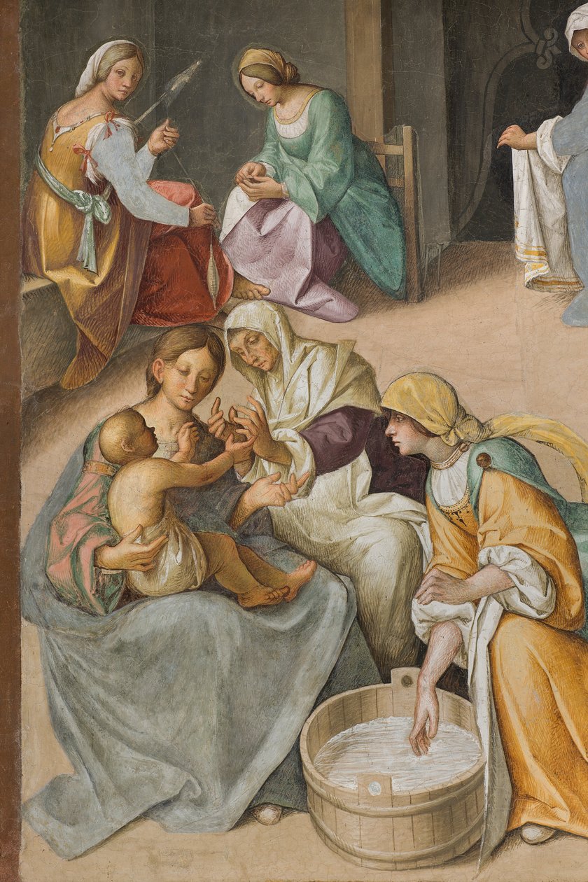 Nave Central, Segundo Norte, Nascimento da Virgem, Boccaccio Boccaccino 1514-15, Detalhe de Boccaccio Boccaccino