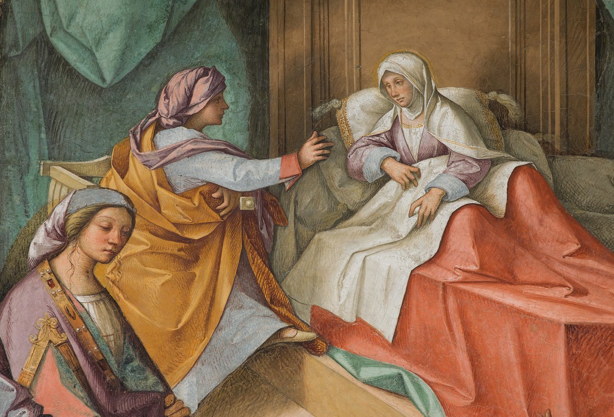Nave Central, Segundo Norte, Nascimento da Virgem, Boccaccio Boccaccino 1514-15, Detalhe de Boccaccio Boccaccino