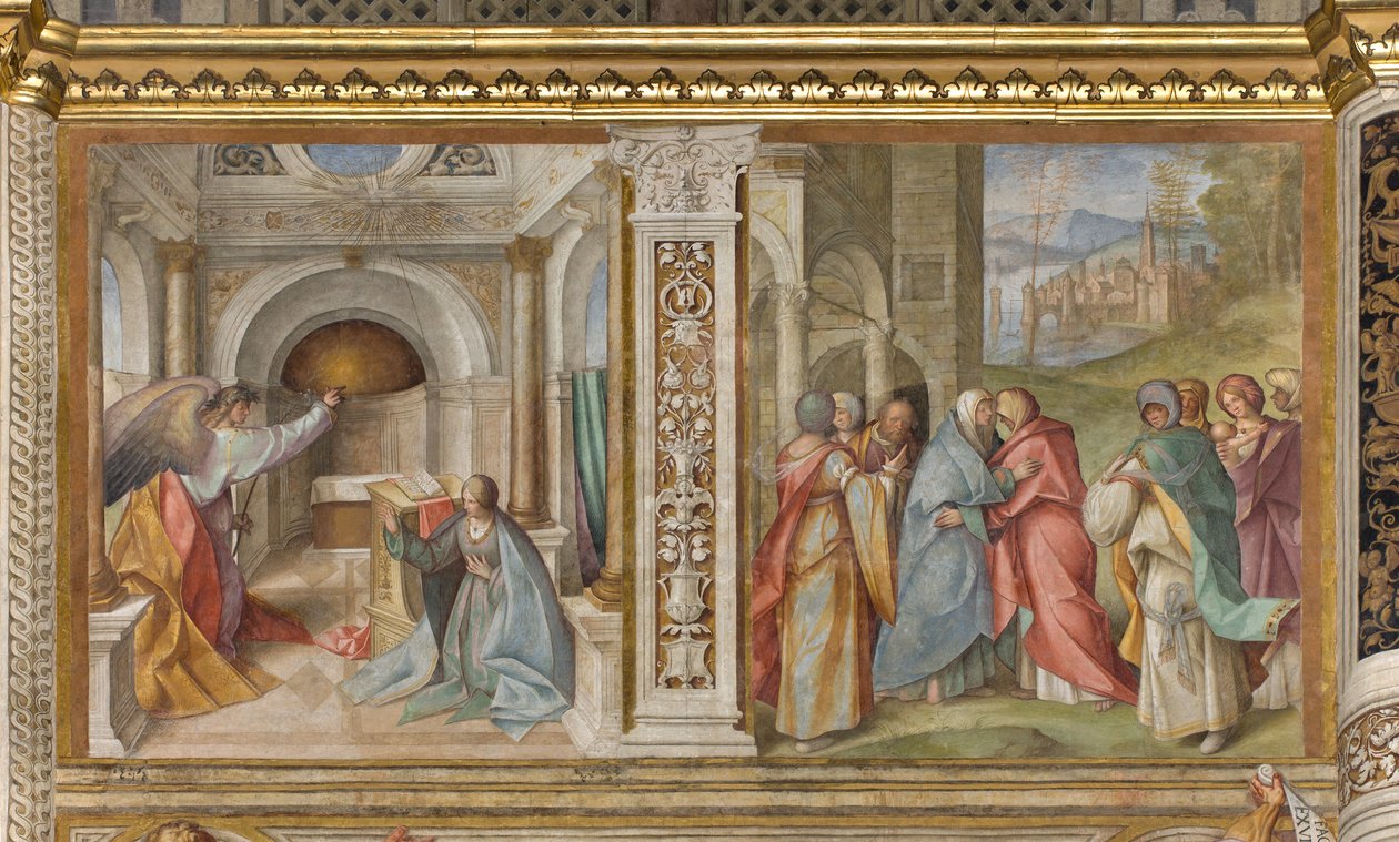 Nave Central, Terceiro Norte, Anunciação, Visitação, Boccaccio Boccaccino 1516-17 de Boccaccio Boccaccino
