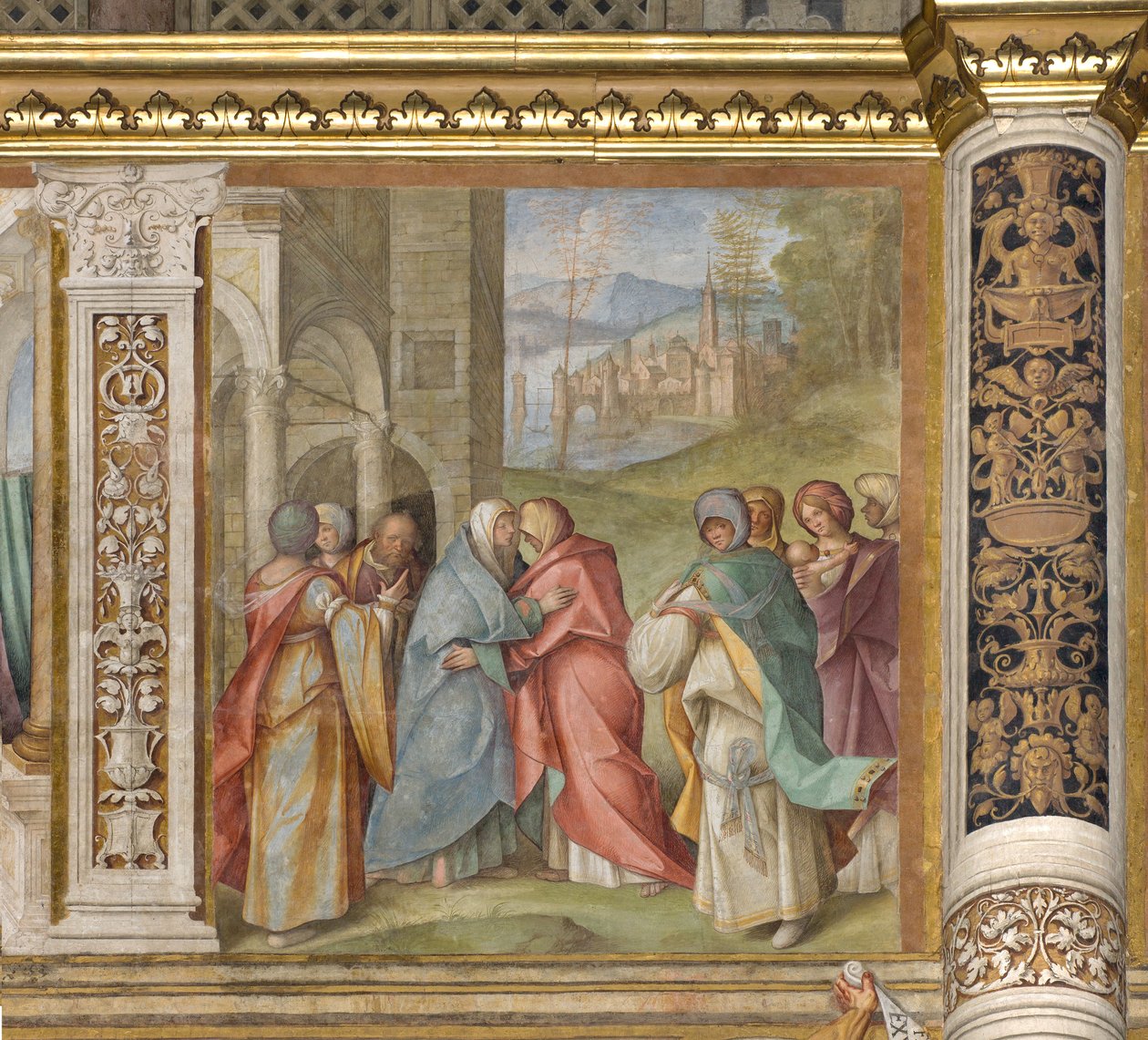 Nave Central, Terceiro Norte, Visitação, Boccaccio Boccaccino 1516-17 de Boccaccio Boccaccino