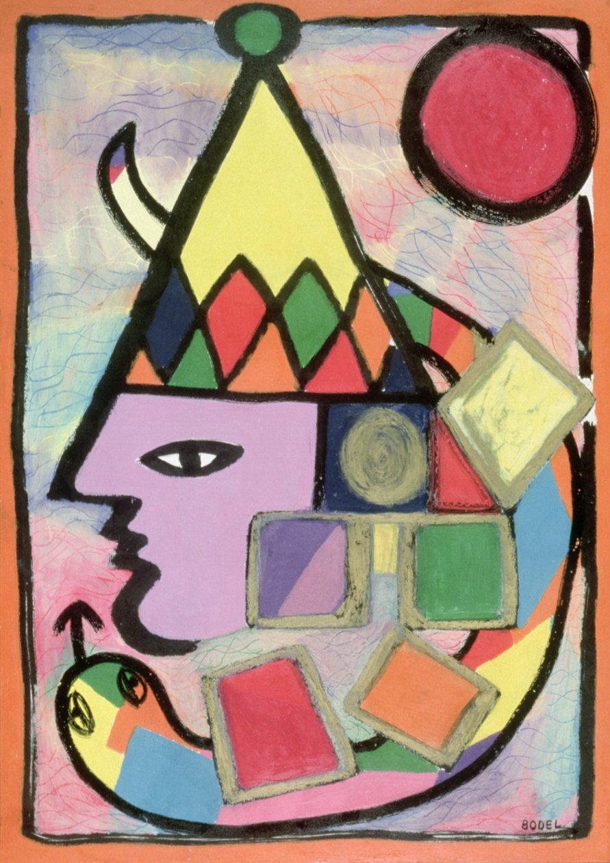 Arlequim, 2000 (óleo, pastel e nanquim sobre papel) de Bodel Rikys