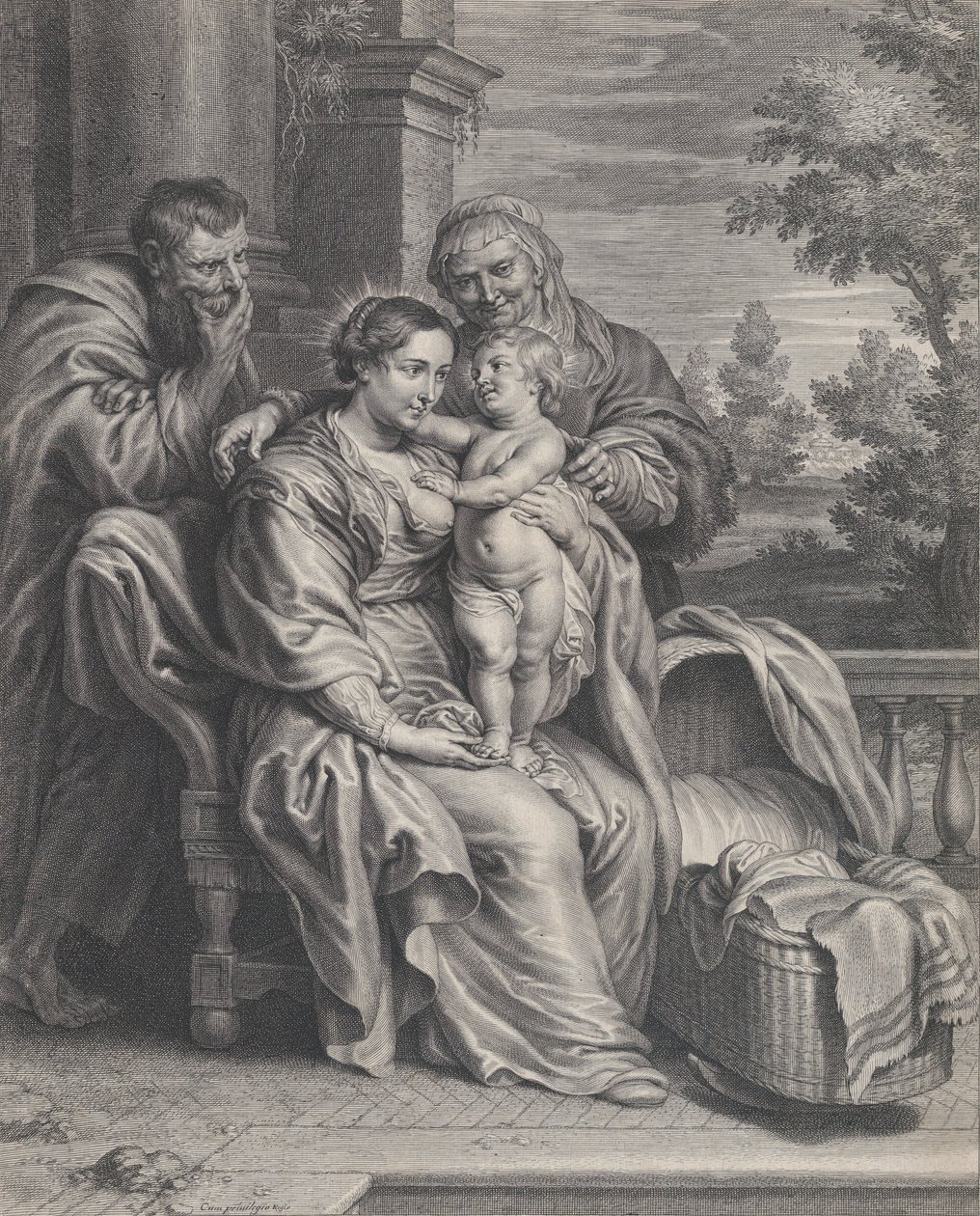 A Sagrada Família com Santa Ana, ca. 1625-35. de Boetius Adams Bolswert