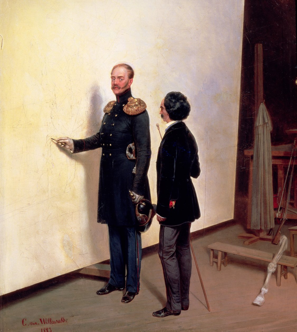 Czar e Artista - Nikolay I (1796-1855) no Atelier do Artista, 1883 de Bogdan Pavlovich Villeval