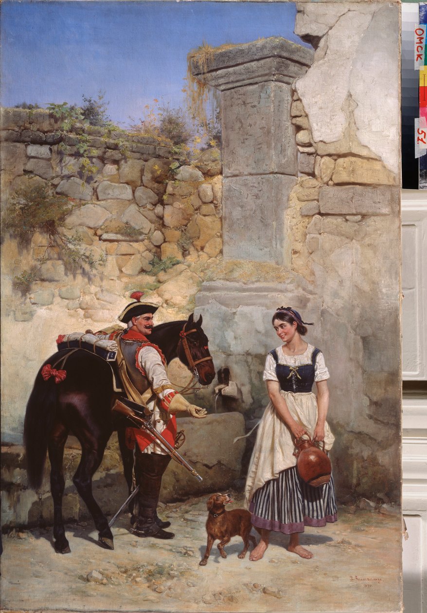 Cena au puits (Cena no Poço) - Peinture de Gottfried (Bogdan Pavlovich) Willewalde (1818-1903), huile sur toile de Bogdan Willewalde