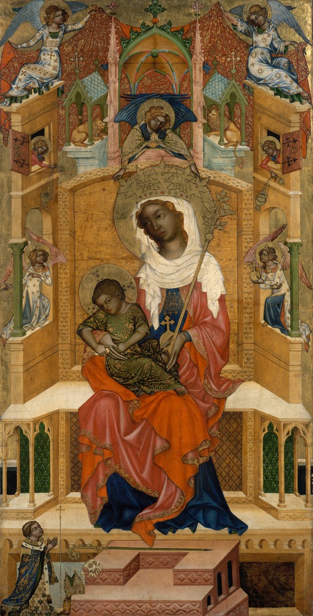 Maria entronizada com a criança (Glatzer Madonna) de Bohemian Master