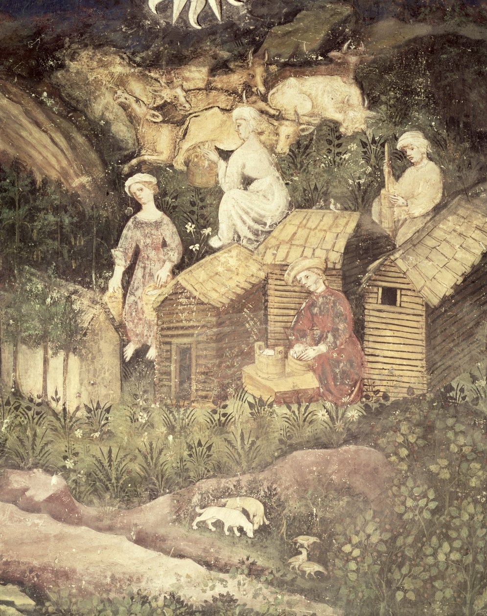 O mês de junho, detalhe da coleta de mel, c.1400 de Bohemian School