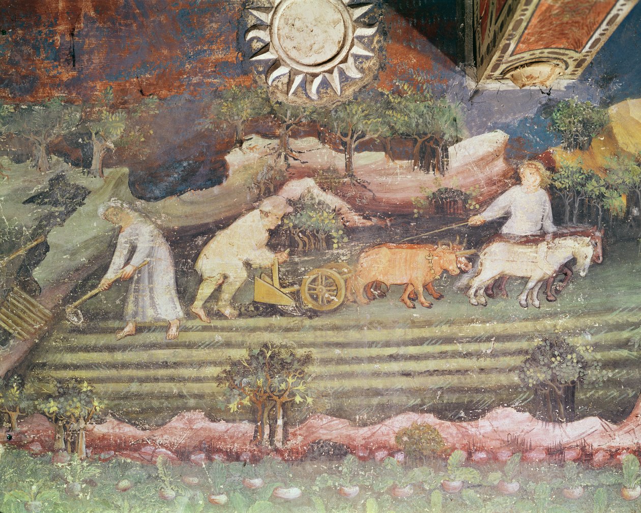 O mês de setembro, detalhe da lavoura, c.1400 de Bohemian School