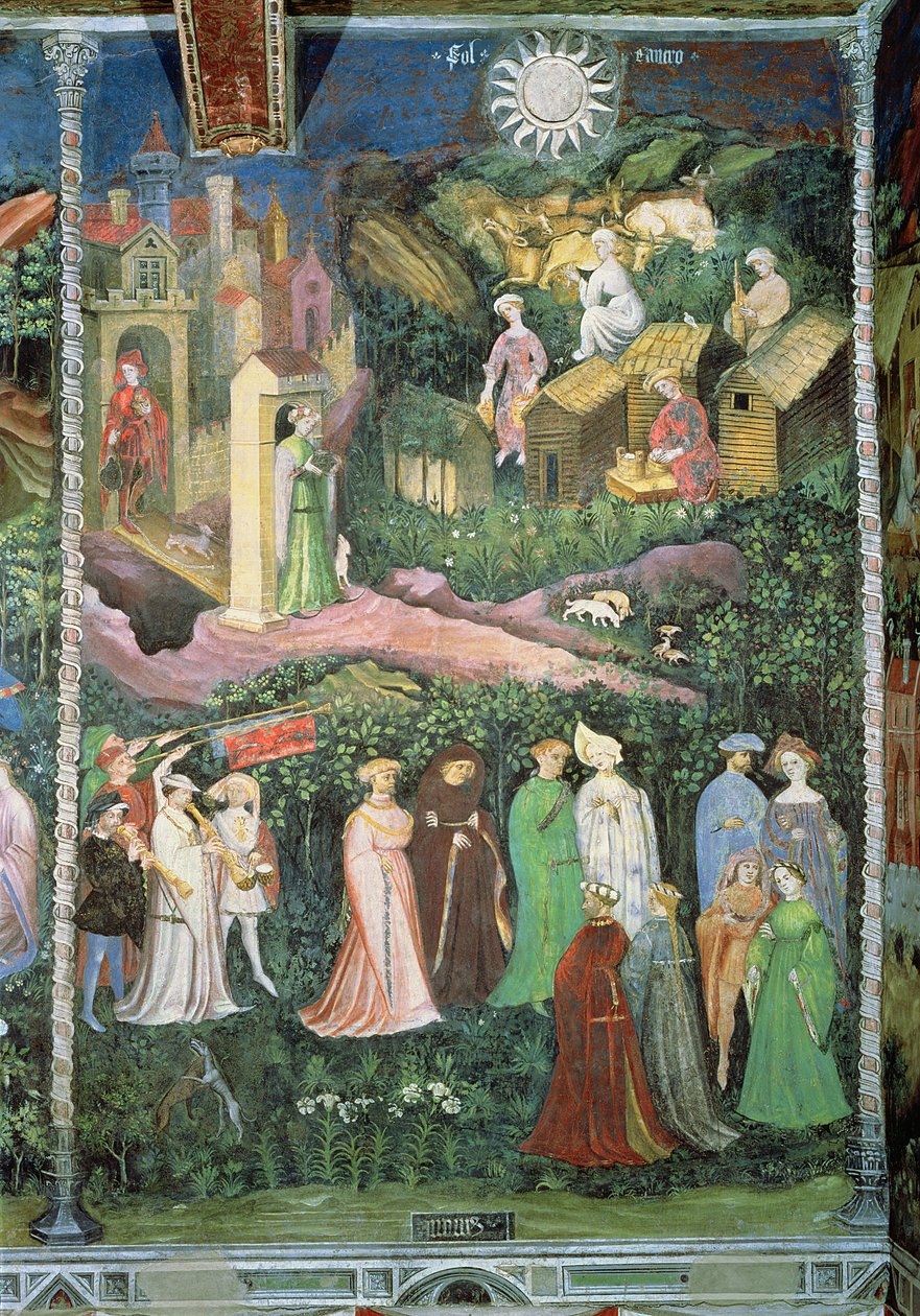 O mês de junho, c.1400 (afresco) de Bohemian School