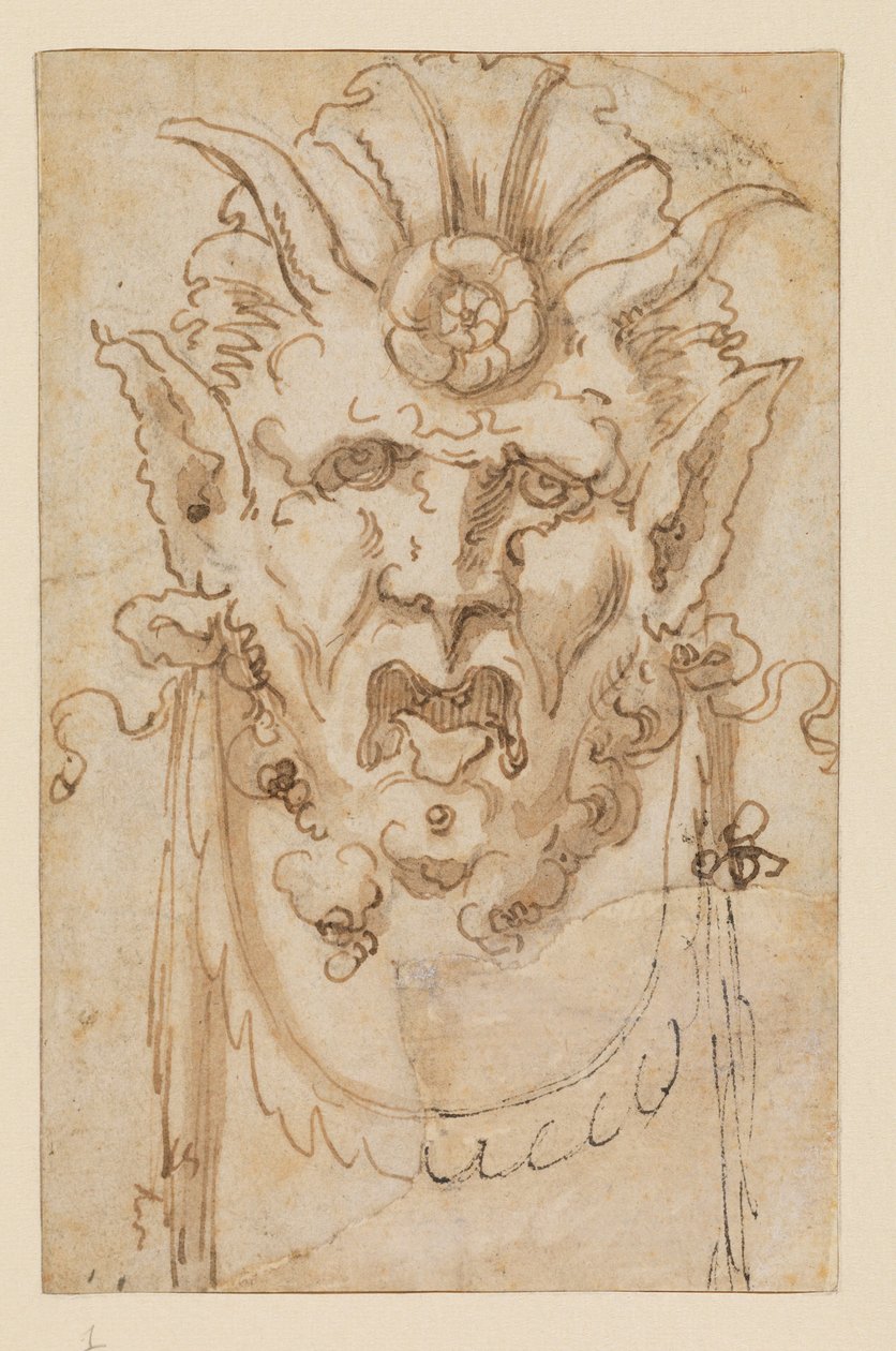 Máscara grotesca, século XVII de Bolognese School