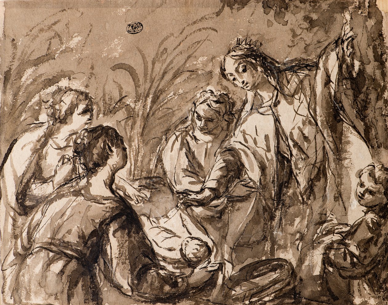 A Filha do Faraó Descobrindo o Menino Moisés, O Descobrimento de Moisés de Bolognese School