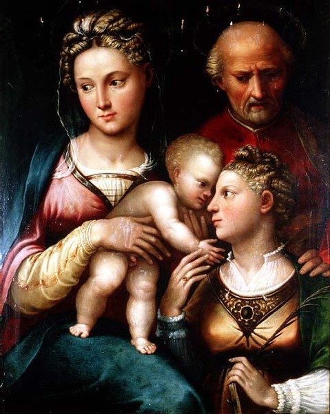 O Místico Casamento de Santa Catarina de Bolognese School