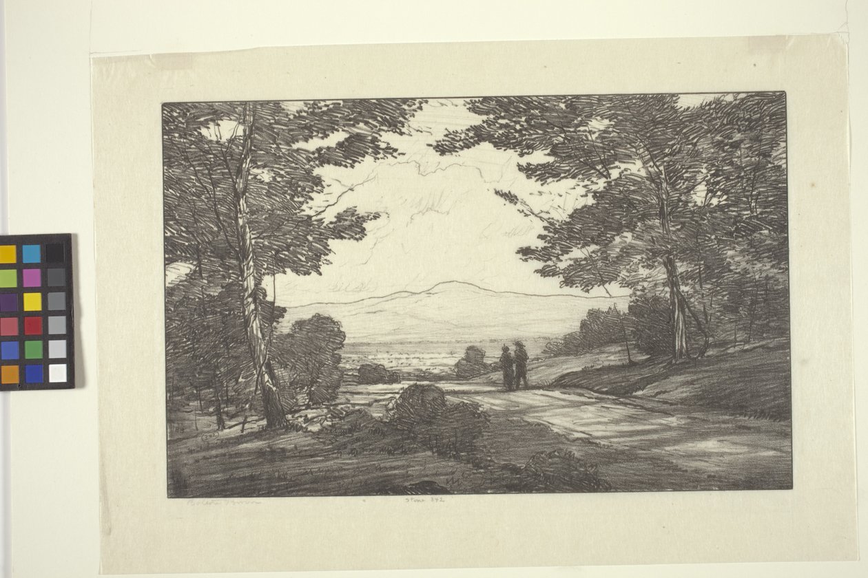 Montanhas Distantes (tinta sobre papel) de Bolton Coit Brown