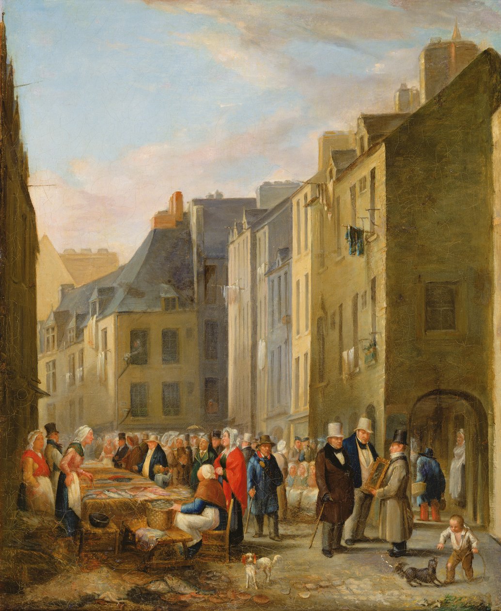 O mercado de peixe em Cherbourg, 1830-40 de Bon Dumouchel