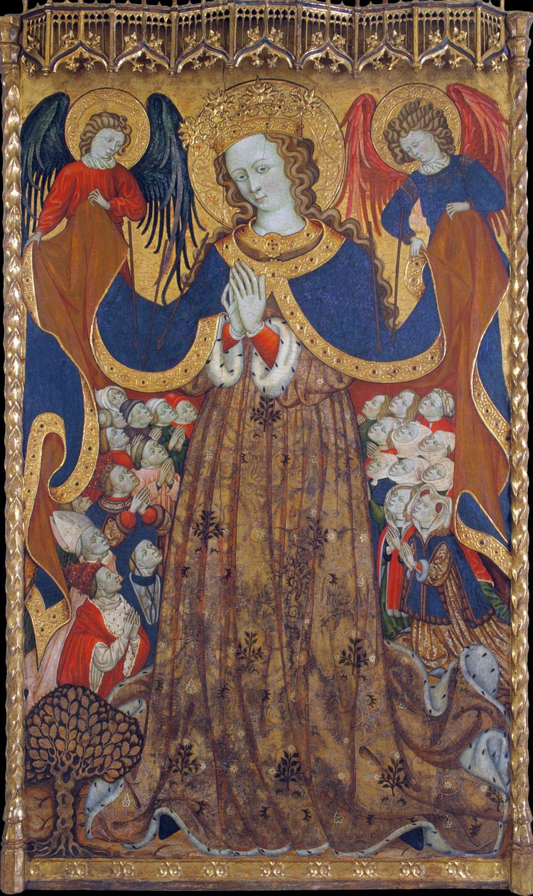 A Virgem da Misericórdia - Pintura de Bonanat Zaortiga (activo século XV), tempera sobre madeira (223x126,8 cm), ca 1430 - Virgem da Misericórdia, Tempera sobre painel de Bonanat Zaortiga, ca 1430 - Museu Nacional de Art de Catalunya, Barcelona de Bonanat Zaortiga