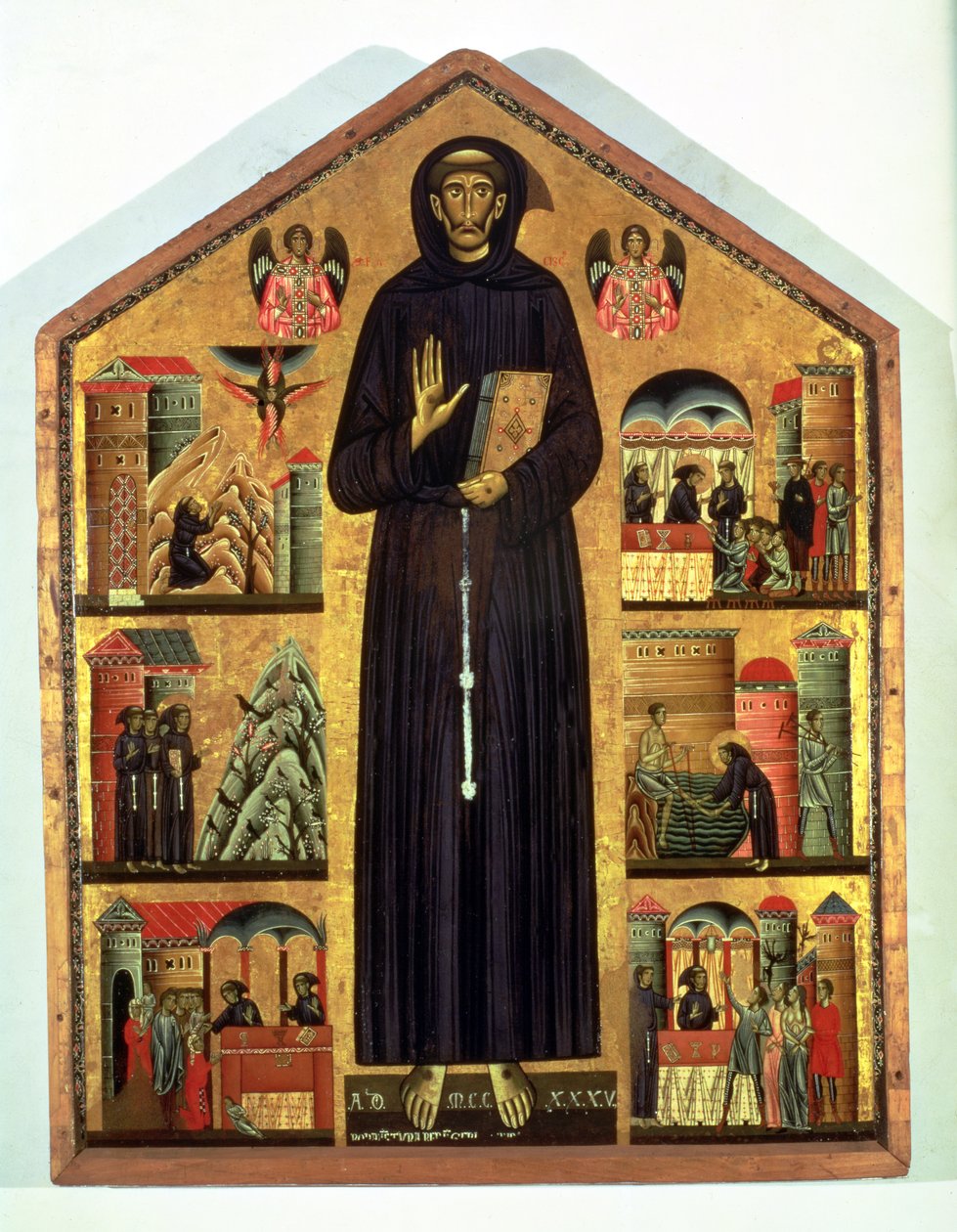 São Francisco de Assis (c.1182-1226) com cenas de sua vida, 1235 (painel) de Bonaventura Berlinghieri