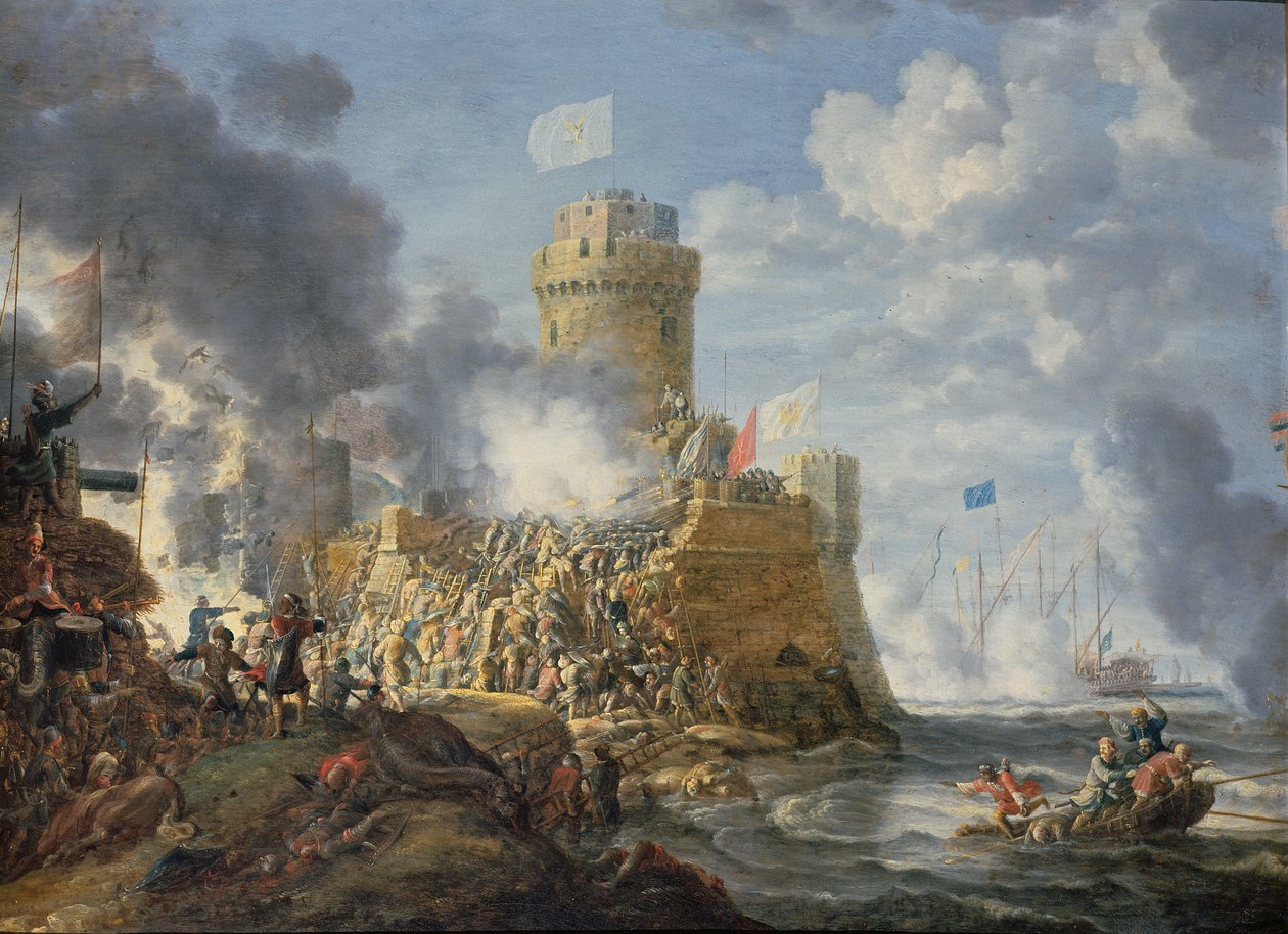 Turcos atacando um porto marítimo, 1641 de Bonaventura Peeters