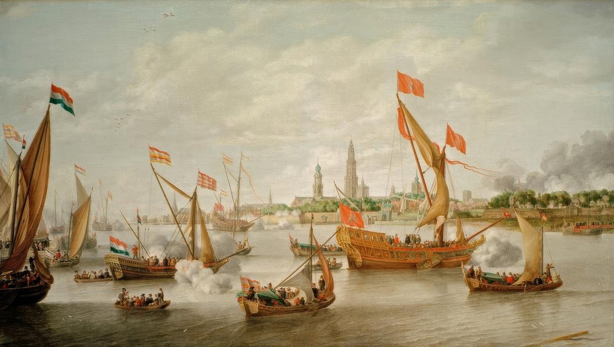 Cerimônia festiva no Scheldt em frente a Antuérpia de Bonaventura Peeters