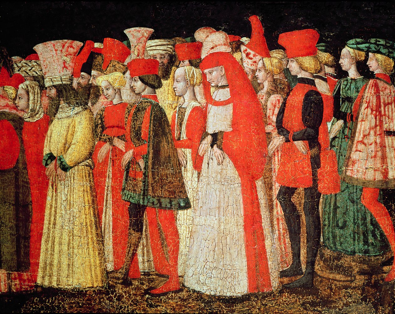 Pessoas do Tribunal da Família Sforza (detalhe) de Bonifacio Bembo