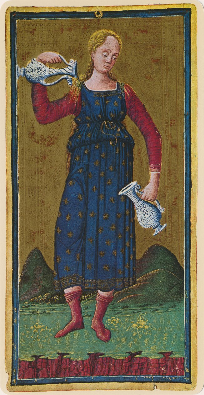 Temperança, fascínio de uma carta de tarô do baralho &39;Visconti&39;, 1441-47 de Bonifacio Bembo